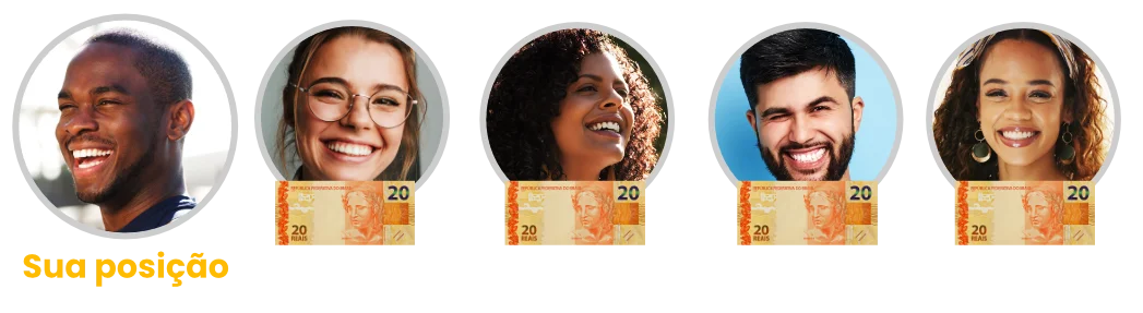 Fila única com 4 pessoas e sua nova posição no final da fila