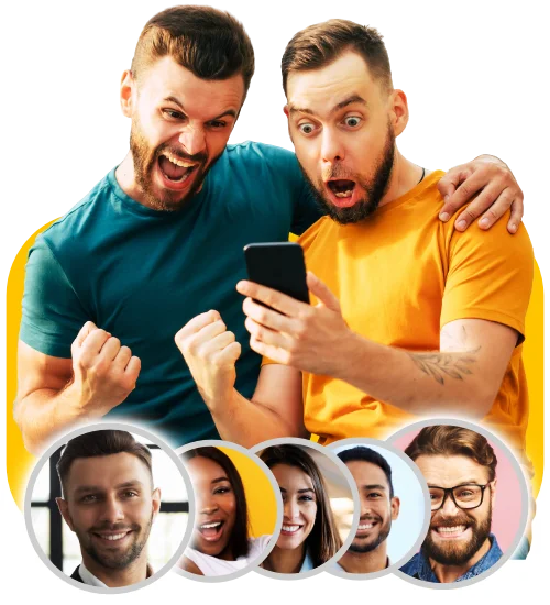 Dupla de homens comemorando indicação